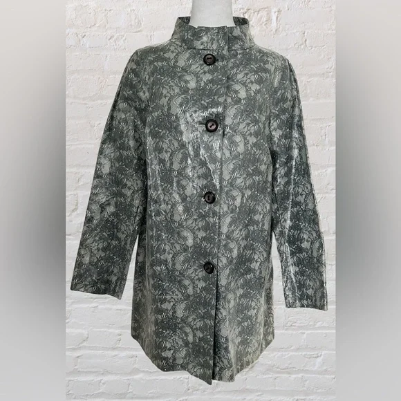 VTG Cole Haan Gray Lace Raincoat Jacket Details Sz S/M Rare Old Money Designer - Picture 2 of 13